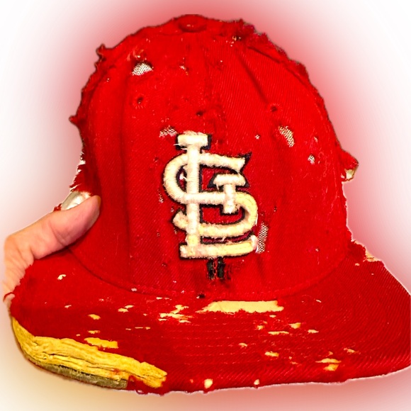 VTG TATTERED ST LOUIS CARDINAL HAT 6 7/8 ZOMBIE HALLOWEEN COSTUME MLB BASEBALL - Picture 2 of 11